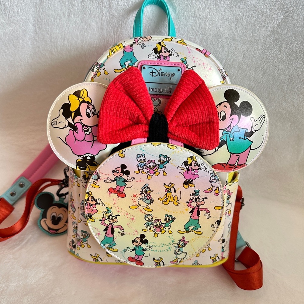 Loungefly Disney100 Mickey & Friends Iridescent Mini Backpack With Headband